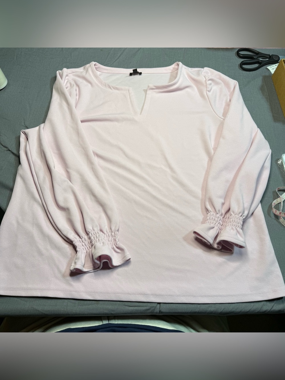 Talbots Light Pink Long Sleeve Notch Neck Top
